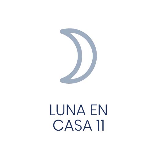 Símbolo astrológico de la Luna en Casa 11 para Vivir en Astrológico.