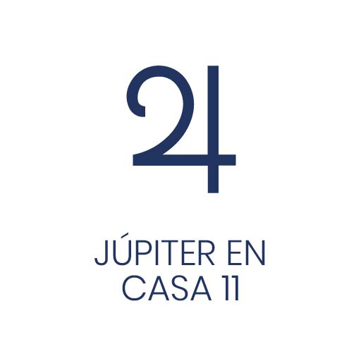 Símbolo astrológico de Júpiter en Casa 11 para Vivir en Astrológico.