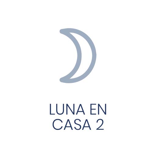 Símbolo astrológico de la Luna en Casa 2 para Vivir en Astrológico.