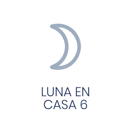 Símbolo astrológico de la Luna en Casa 6 para Vivir en Astrológico.