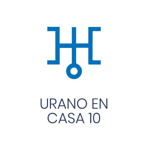 Símbolo astrológico de Urano en Casa 10 para Vivir en Astrológico.