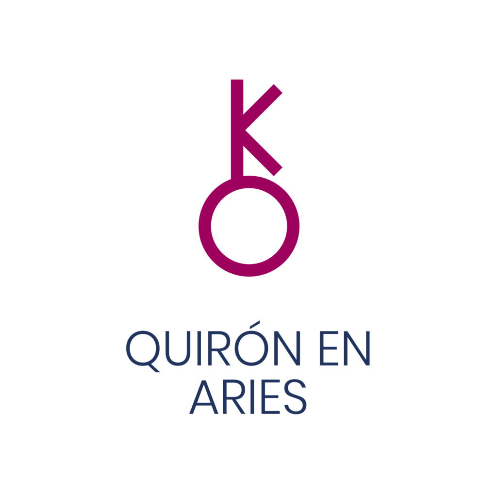 Logo de Quirón en Aries para un artículo de Vivir En Astrológico.