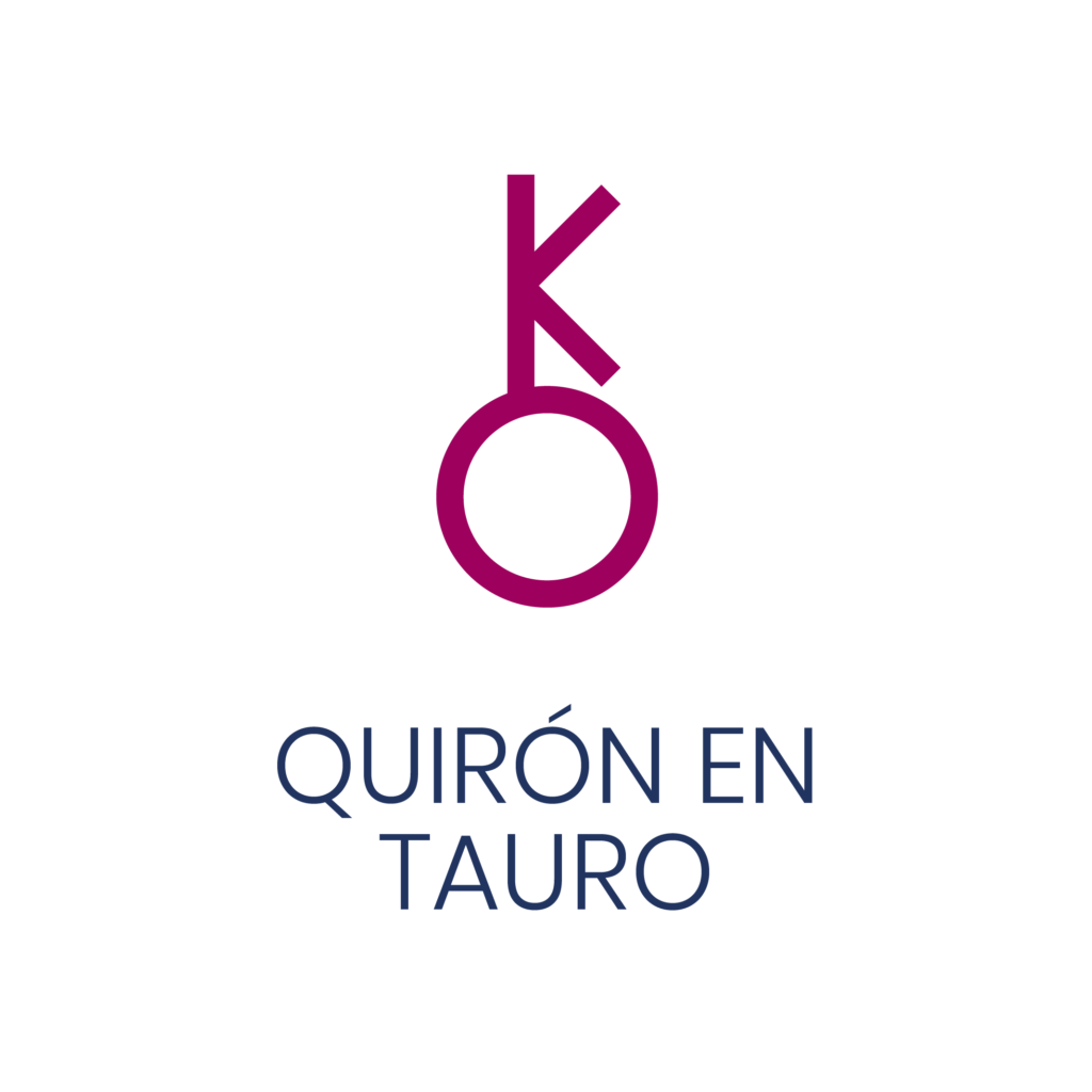 Logo de Quirón en Tauro para un artículo de Vivir En Astrológico.