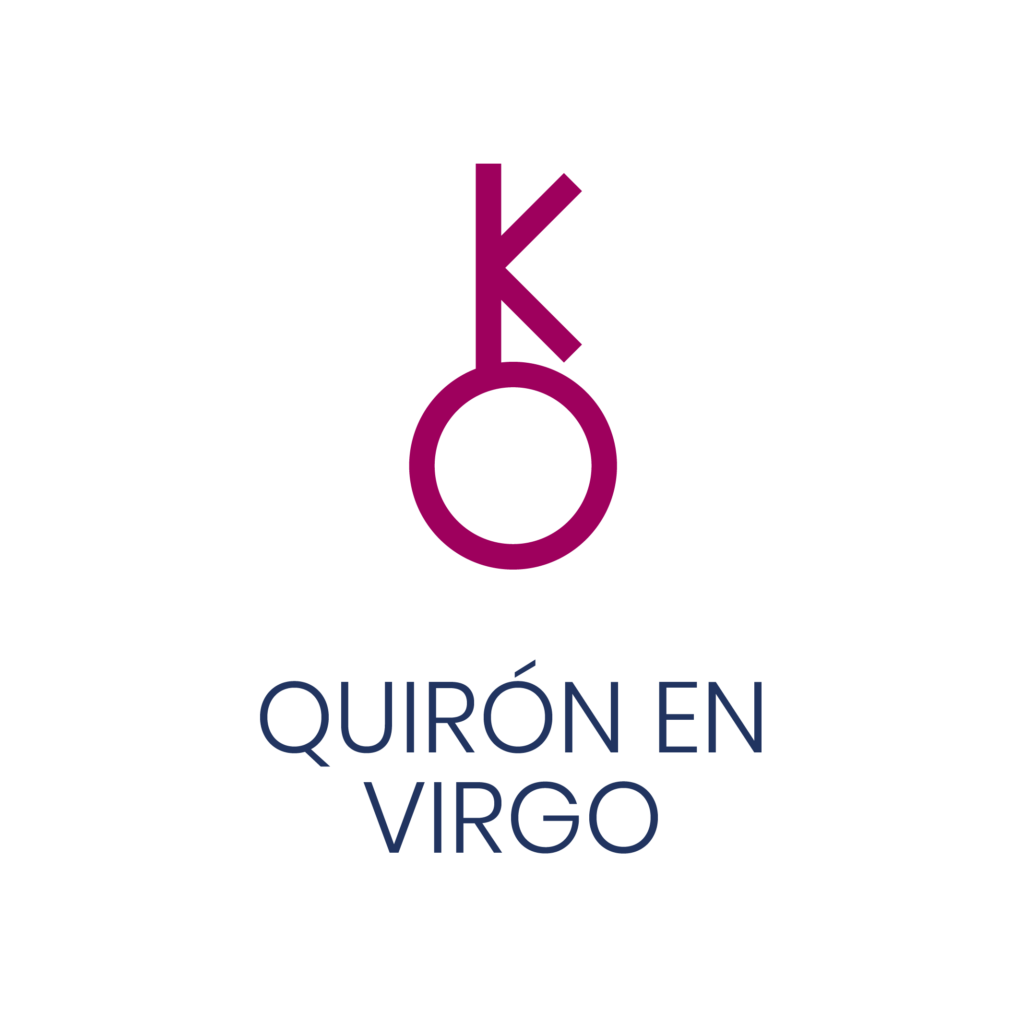 Logo de Quirón en Virgo para un artículo de Vivir En Astrológico.