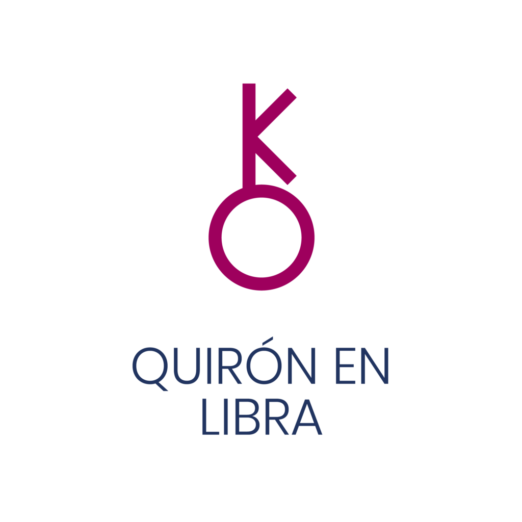 Logo de Quirón en Libra para un artículo de Vivir En Astrológico.