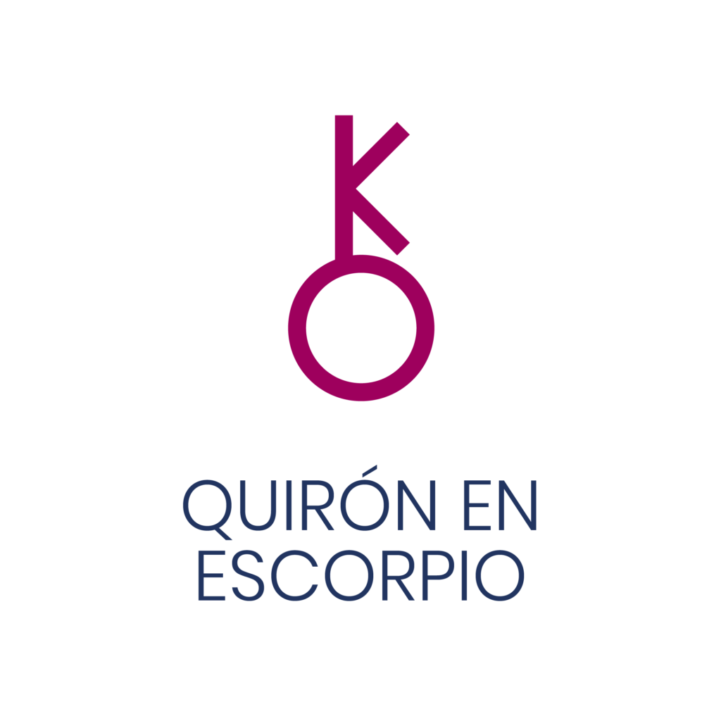 Logo de Quirón en Escorpio para un artículo de Vivir En Astrológico.