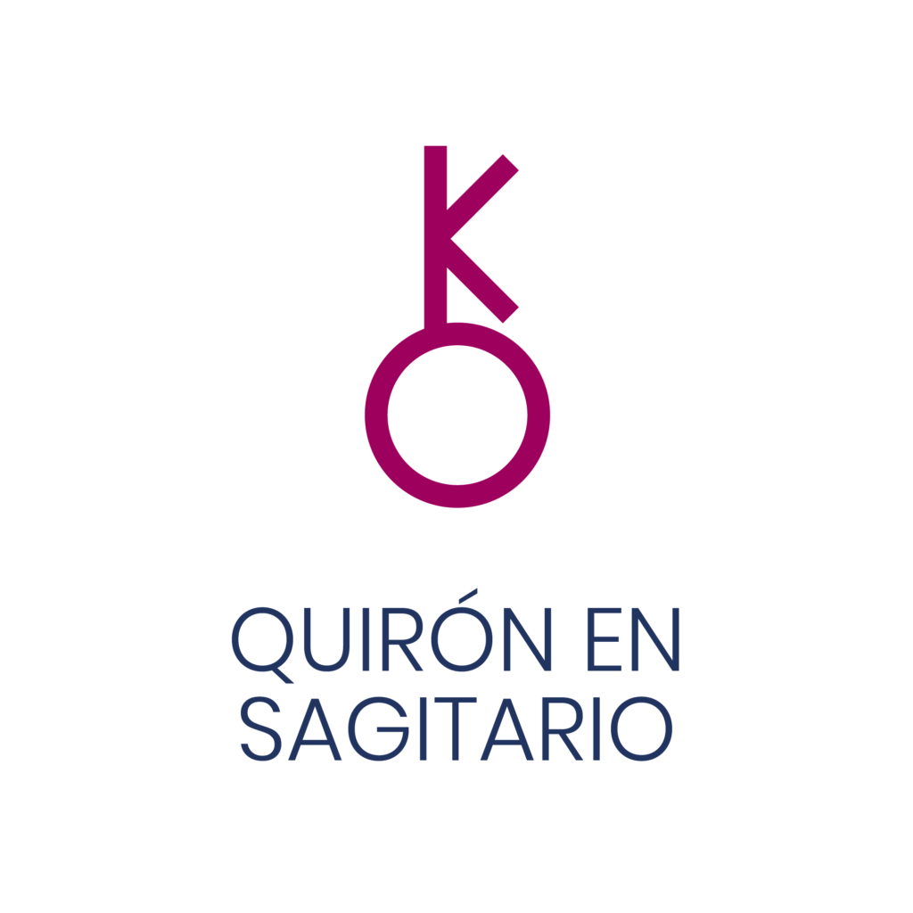 Logo de Quirón en Sagitario para un artículo de Vivir En Astrológico.