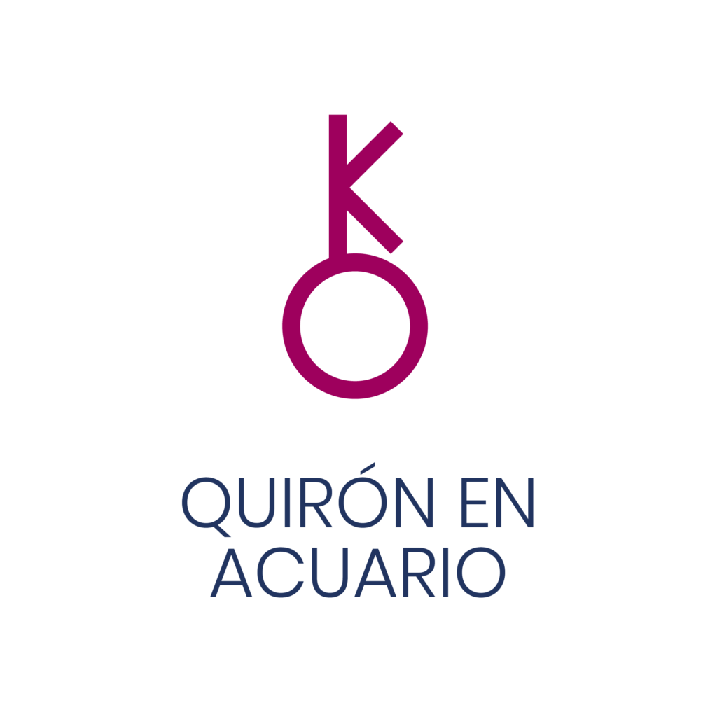 Logo de Quirón en Acuario para un artículo de Vivir En Astrológico.