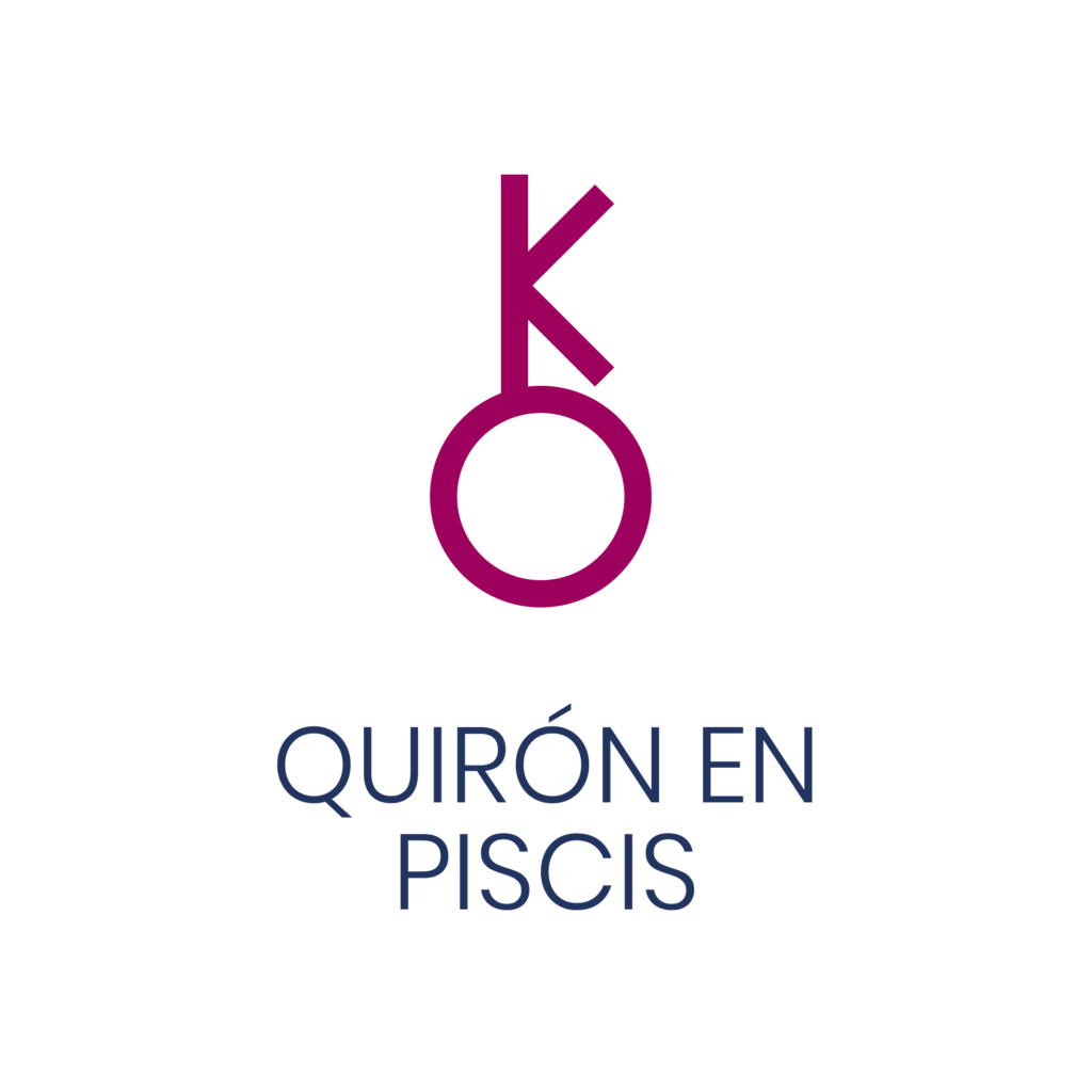 Logo de Quirón en Piscis para un artículo de Vivir En Astrológico.