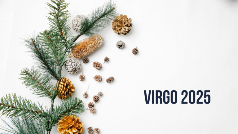 Imagen navideña para el horóscopo anual de Virgo de 2025 de Vivir En Astrológico.