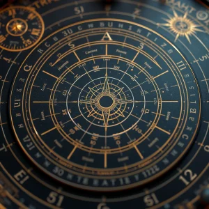 Calculadora gratis de astrogematria sobre fondo astrológico con signos zodiacales