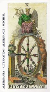 Imagen del arcano del tarot la rueda de la fortuna para un artículo de Vivir En Astrológico.
